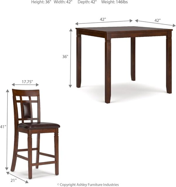 Signature Design by Ashley Bennox 5 Piece Counter Height Dining Set, Includes Table & 4 Barstools, Brown - Image 4