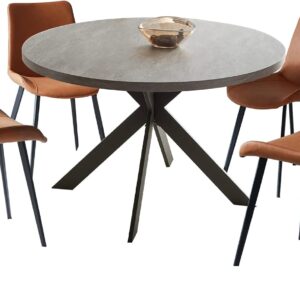 47" Round Dining Table Set, Mid Century Modern Round Dining Table for 4-6 Person, Steel Legs, Leisure Coffee Table for Kitchen Dining Room, Save Space