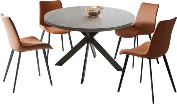 47" Round Dining Table Set, Mid Century Modern Round Dining Table for 4-6 Person, Steel Legs, Leisure Coffee Table for Kitchen Dining Room, Save Space