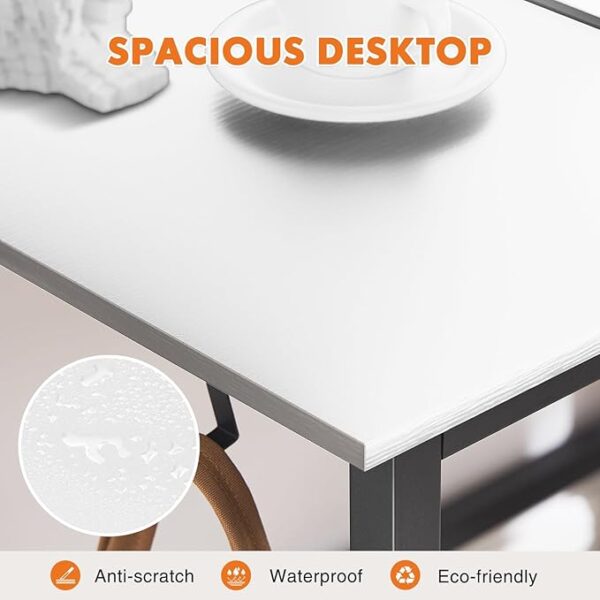 Sweetcrispy Computer Desk - 32 Inch Small Office Writing Work Study Kids Student Teacher Home Bedroom Table Storage Bag Headphone Hooks & no Wheels - White - Image 2