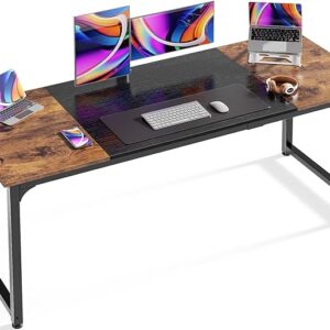 Huuger Computer Desk, 63 Inch Office Desk, Gaming Desk with Storage, Writing Desk Work Desk for Home Office, Study, Modern Simple Desk, Large Legroom, M