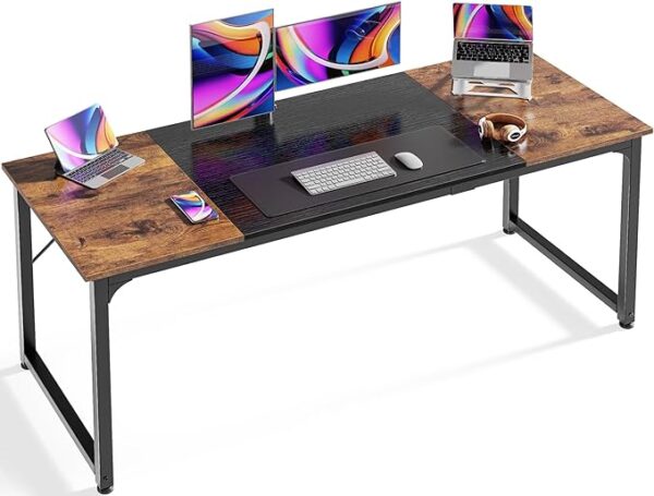 Huuger Computer Desk, 63 Inch Office Desk, Gaming Desk with Storage, Writing Desk Work Desk for Home Office, Study, Modern Simple Desk, Large Legroom, M