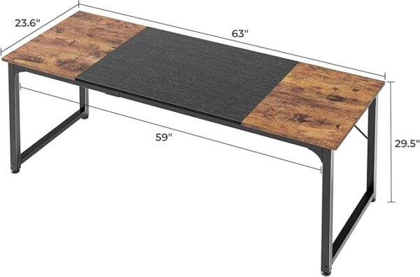 Huuger Computer Desk, 63 Inch Office Desk, Gaming Desk with Storage, Writing Desk Work Desk for Home Office, Study, Modern Simple Desk, Large Legroom, M - Image 5