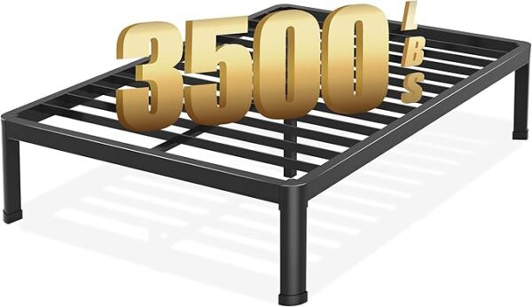 Full Bed Frame with Round Corner Edge Legs, 14 Inch Heavy Duty Support 3500 lbs Metal Platform Bed Frame Full Size, No Box Spring Needed/Noise Free/Non-Slip/Steel Slat Support - Image 3