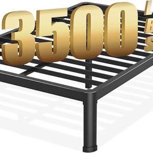 Full Bed Frame with Round Corner Edge Legs, 14 Inch Heavy Duty Support 3500 lbs Metal Platform Bed Frame Full Size, No Box Spring Needed/Noise Free/Non-Slip/Steel Slat Support