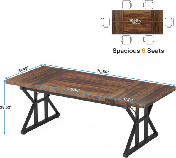 Tribesigns 70.8-Inch Executive Desk, Large Computer Office Desk Workstation, Modern Simple Style Laptop Desk Study Writing Table Business Furniture for Home Office (Brown/Black, 70.8 Inch) - Image 2