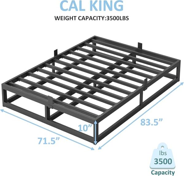 10 Inch California King Bed Frame with Steel Slat Support, Low Profile King Metal Platform Bed Frame Support Mattress Foundation, No Box Spring Needed/Easy Assembly/Noise Free - Image 4