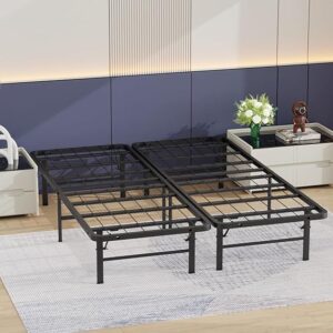 Queen Bed Frame Metal Platform Bed Frame Queen Size 14 Inch Mattress Foundation Box Spring Replacement Heavy Duty Steel Slat Noise-Free Easy Assembly,Black