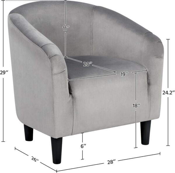 Yaheetech Living Room Chair, Velvet Accent Upholstered Barrel Sitting Chair with Armrest and Low Back for Bedroom, Grey - Image 6