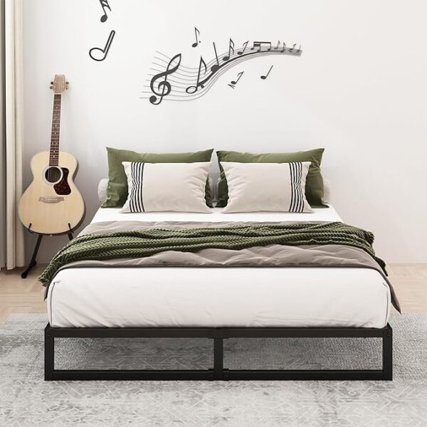 9 Inch King Bed Frame Sturdy Mattress Foundation, Heavy Duty Metal Platform with Steel Slats Support No Box Spring Needed, Noise Free, Easy Assembly, Black - Image 5
