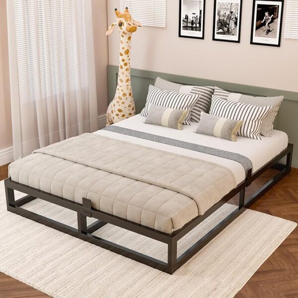 10 Inch California King Bed Frame with Steel Slat Support, Low Profile King Metal Platform Bed Frame Support Mattress Foundation, No Box Spring Needed/Easy Assembly/Noise Free - Image 5