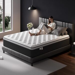 Twin Size Mattress, Hybrid 12 Inch Twin Mattress in a Box, Memory Foam & Individually Pocket Spring for Pain Relief, Medium Firm Mattresses