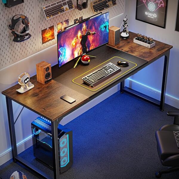 Huuger Computer Desk, 63 Inch Office Desk, Gaming Desk with Storage, Writing Desk Work Desk for Home Office, Study, Modern Simple Desk, Large Legroom, M - Image 4