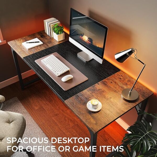 Huuger Computer Desk, 63 Inch Office Desk, Gaming Desk with Storage, Writing Desk Work Desk for Home Office, Study, Modern Simple Desk, Large Legroom, M - Image 3