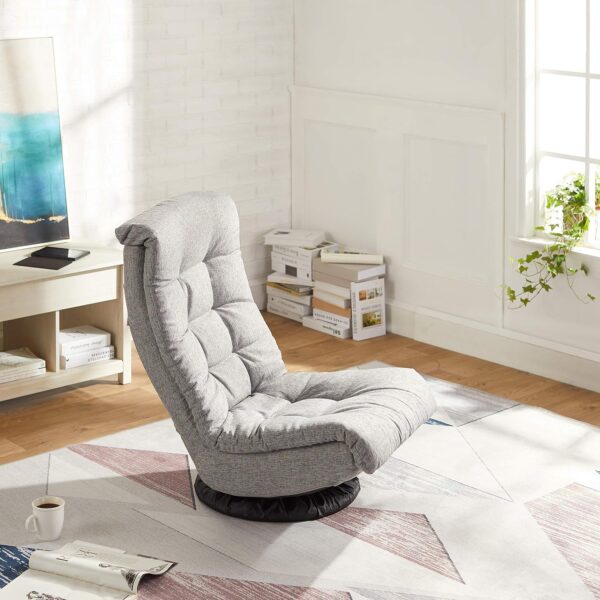 Amazon Basics Swivel Foam Lounge Chair with Headrest, Adjustable, 26.3"D x 23.5"W x 13.7"H, Grey - Image 2