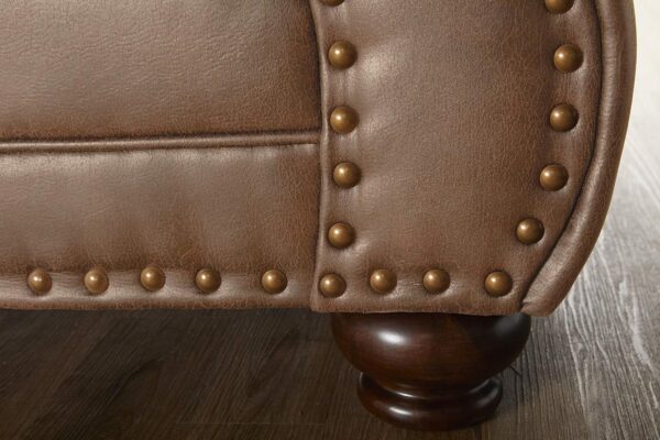 Roundhill Furniture Leinster Faux Leather Arm Chair and Ottoman, Jetson Ginger - Image 4