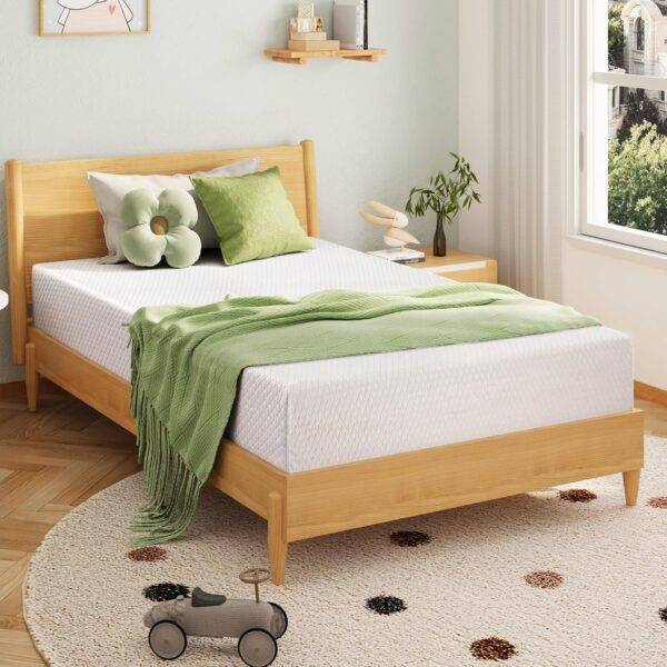 Full Size Memory Foam Mattress, 8 Inch Bed Mattress in A Box with Cooling Green Tea Gel, Pressure Relief with Medium Firm Support, CertiPUR-US Certified, 75''L x 54''W, ‎37.3 pounds White - Image 2