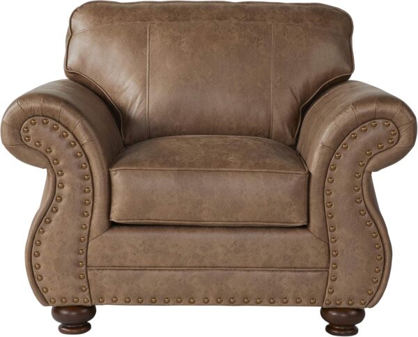 Roundhill Furniture Leinster Faux Leather Arm Chair and Ottoman, Jetson Ginger - Image 3