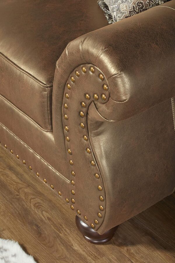Roundhill Furniture Leinster Faux Leather Arm Chair and Ottoman, Jetson Ginger - Image 2
